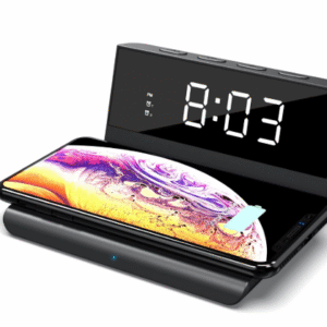 PORTRONICS FREEDOM 4A Desktop Wireless Charger  with Digital Alarm Clock